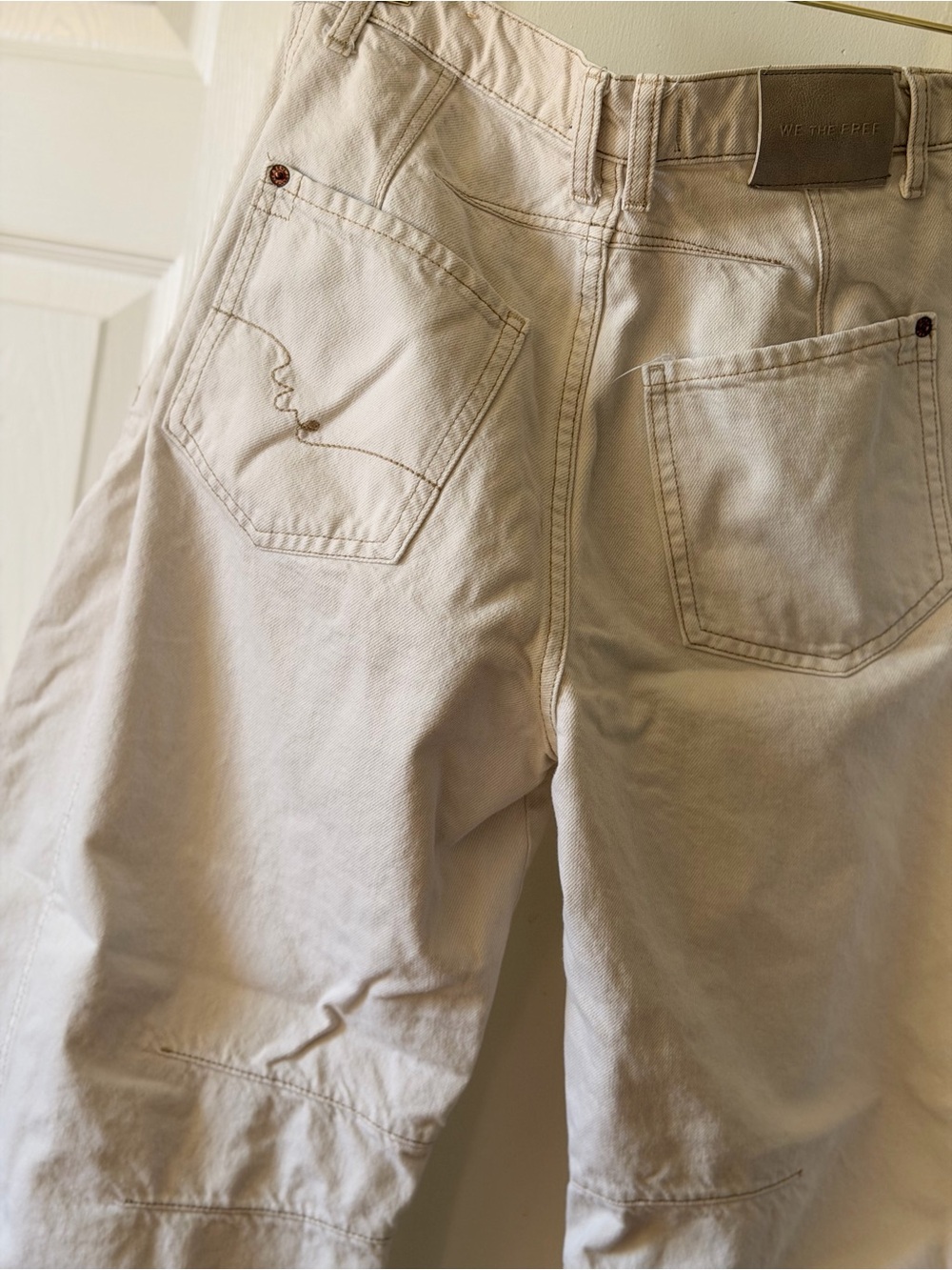 Free People We The Free Light Cream Wide-Leg Crop Pants - Picture 8 of 9